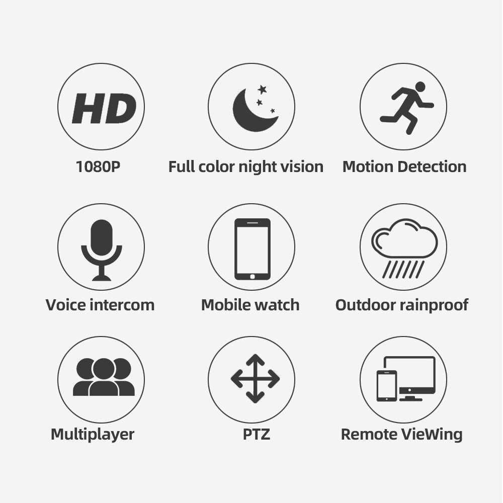 1080P HD Outdoor PTZ IP Camera, 10 LED, 5X Zoom, Four-Antenna, Two-Way Audio, Voice Alarm, Waterproof, Night Vision, WiFi