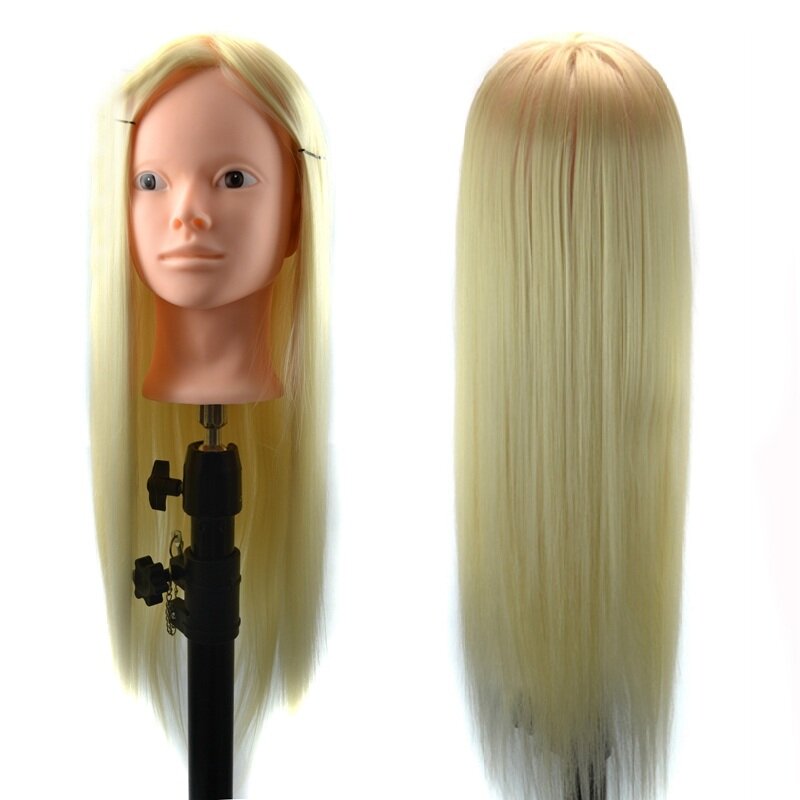 High-Temperature Fiber Hair Training Mannequin Head with Clamp for Salon Braiding Practice