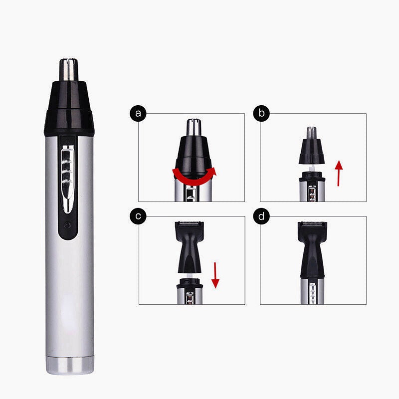 4-in-1 Rechargeable Electric Nose Hair Trimmer for Men - Mini Hair Shaver and Grooming Kit