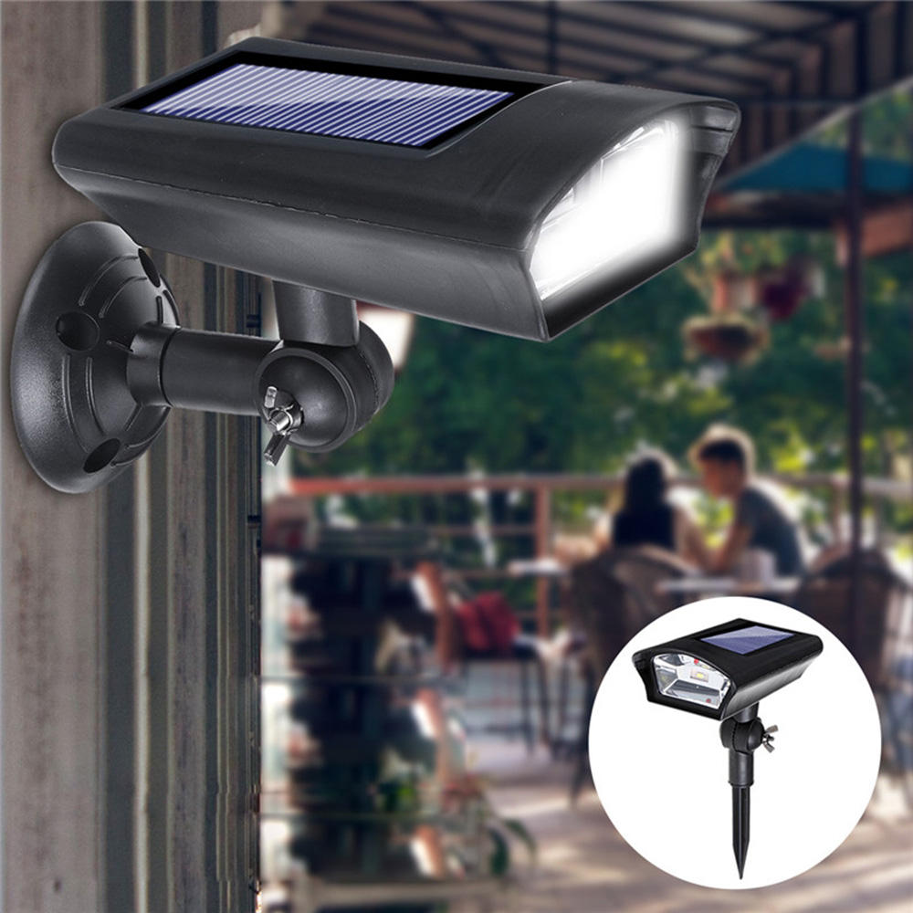 2-in-1 Solar LED Landscape Spot Light & Dummy Camera Security Wall Lamp with Sensor