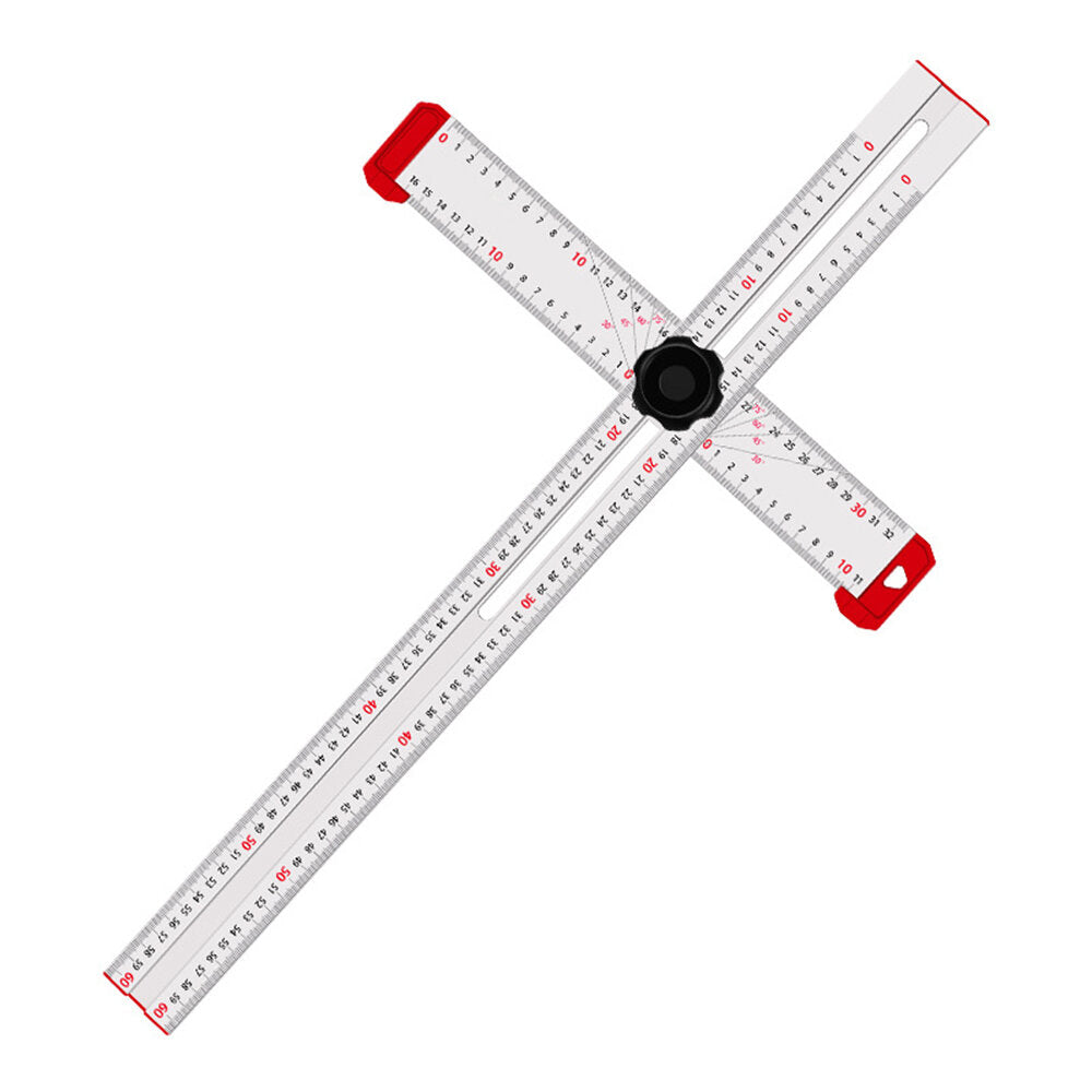 Adjustable 60cm Aluminum Alloy T-Type Ruler for Woodworking - Marking & Measuring Tool