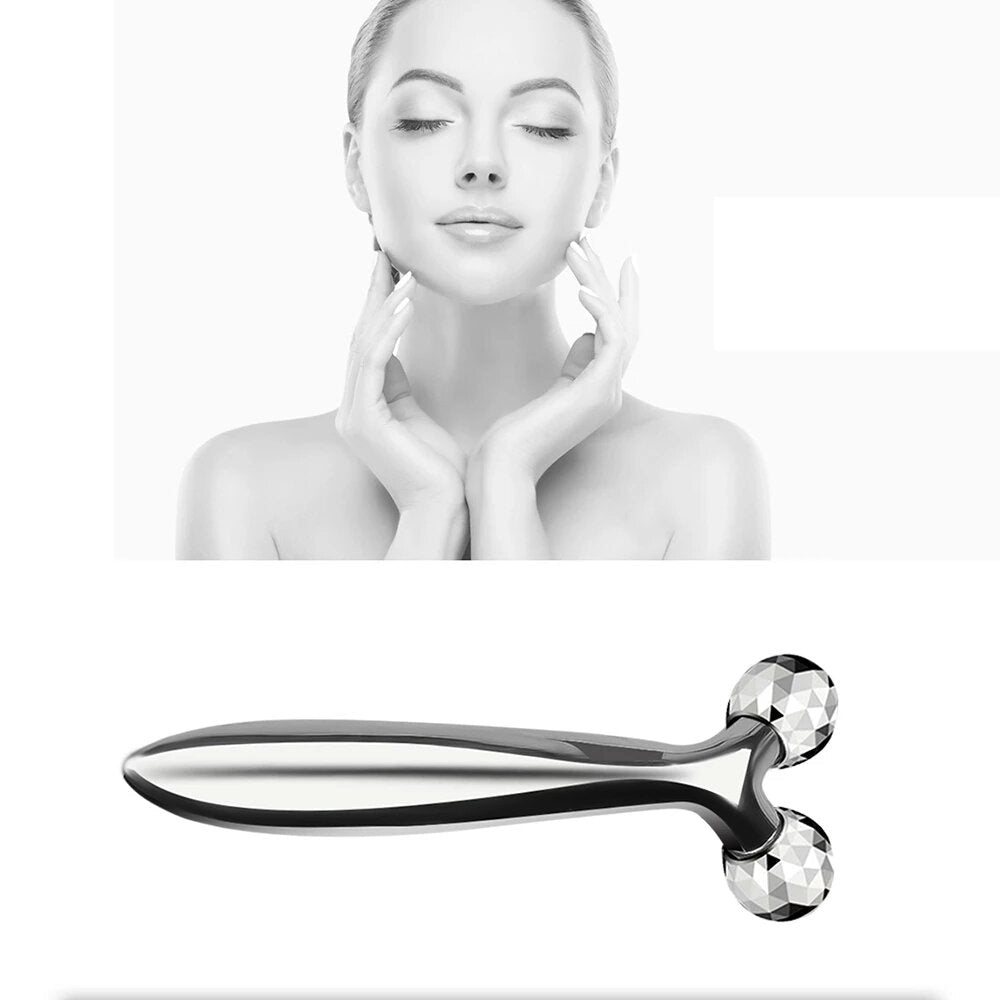 3D Roller Facial Massager - Skin Tightening, Wrinkle Reduction, 360 Degree Rotation, Y Shape Thin Face Massage Tool