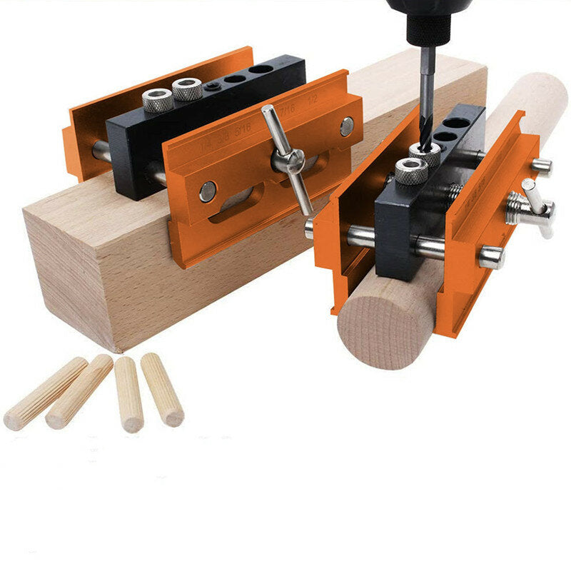 Woodworking Self-Centering Hole Punch Locator Drill Guide Set Doweling Jig Kit