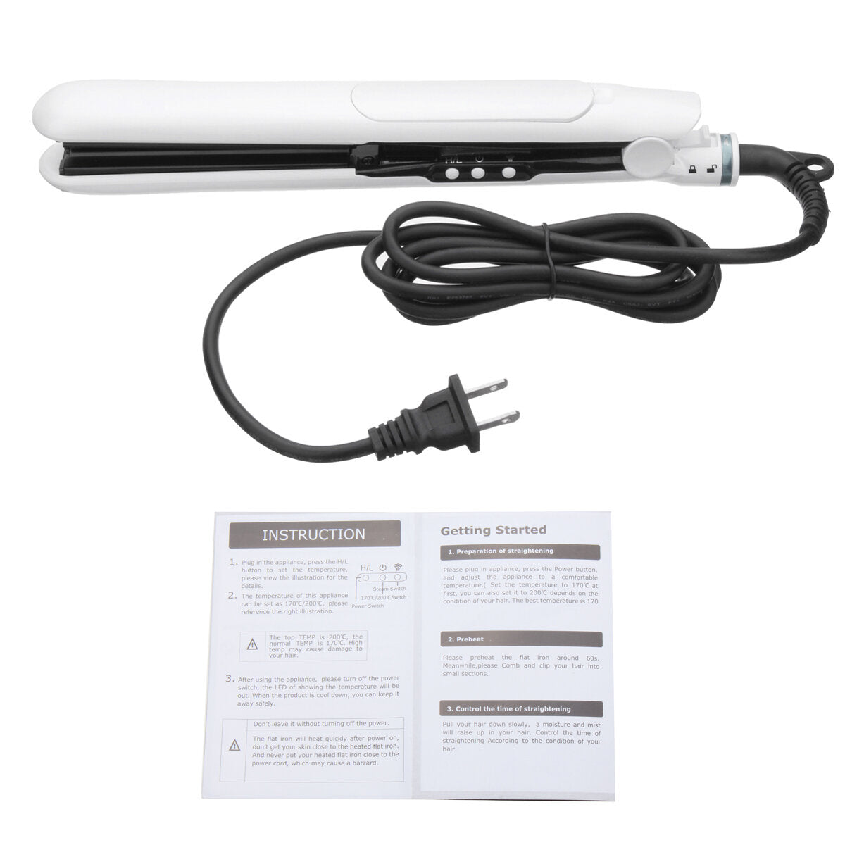 110V-240V Professional Steam Hair Straightener Flat Iron Ceramic Tourmaline Hair Styling Tool