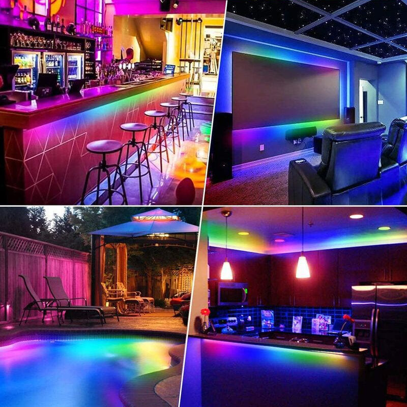 5M/10M 3528 SMD RGB LED Strip Light with Music Sync, Non-Waterproof, 44-Key IR Remote Controller Included