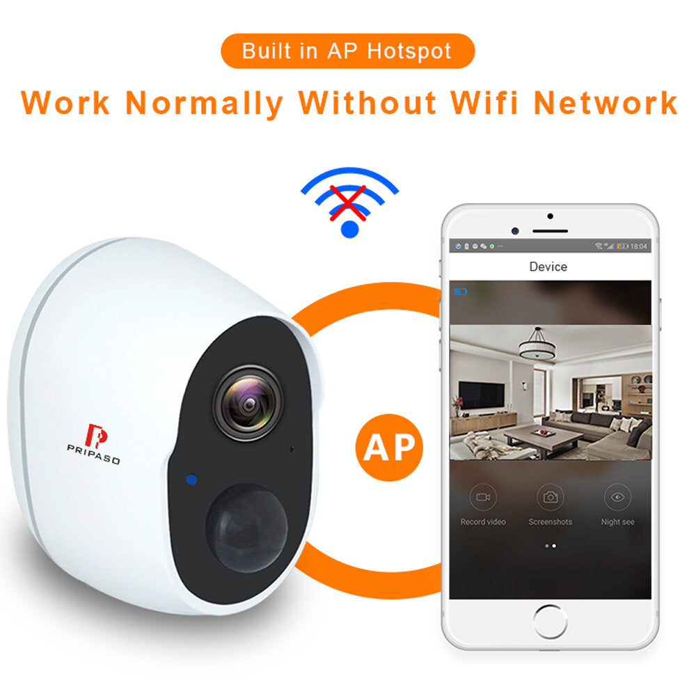 1080P Wireless Battery-Powered IP CCTV Camera - Indoor/Outdoor Waterproof Security, Rechargeable WiFi Battery Camera