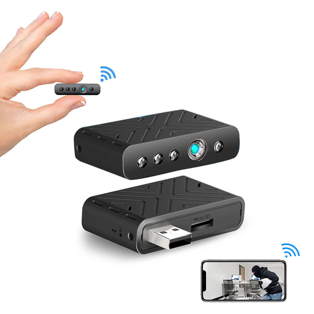 1080P HD Mini-USB-Kamera mit WLAN, 100-Grad-Betrachtungswinkel, Plug-and-Play, Infrarot-Nachtsicht