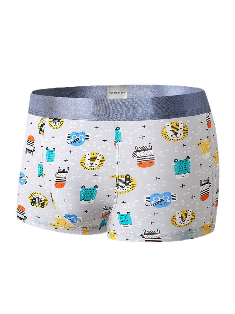 Atmungsaktive Skinny Fit-Boxershorts für Herren mit lustigem Cartoon-Print und U-konvexem Beutel