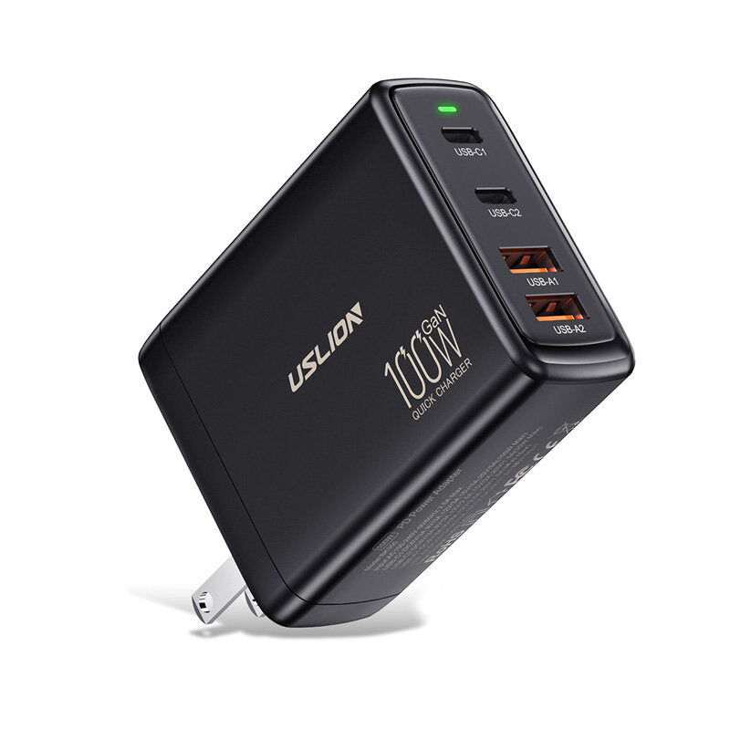 100W GaN 4-Port USB PD Fast Charger, Compatible with iPhone, Samsung, Huawei