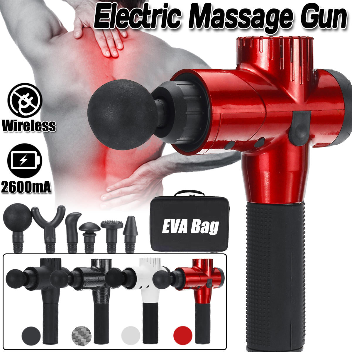 16.8V 2600mAh Li-ion Battery Muscle Relief Massager - 5-Speed Handheld Cordless