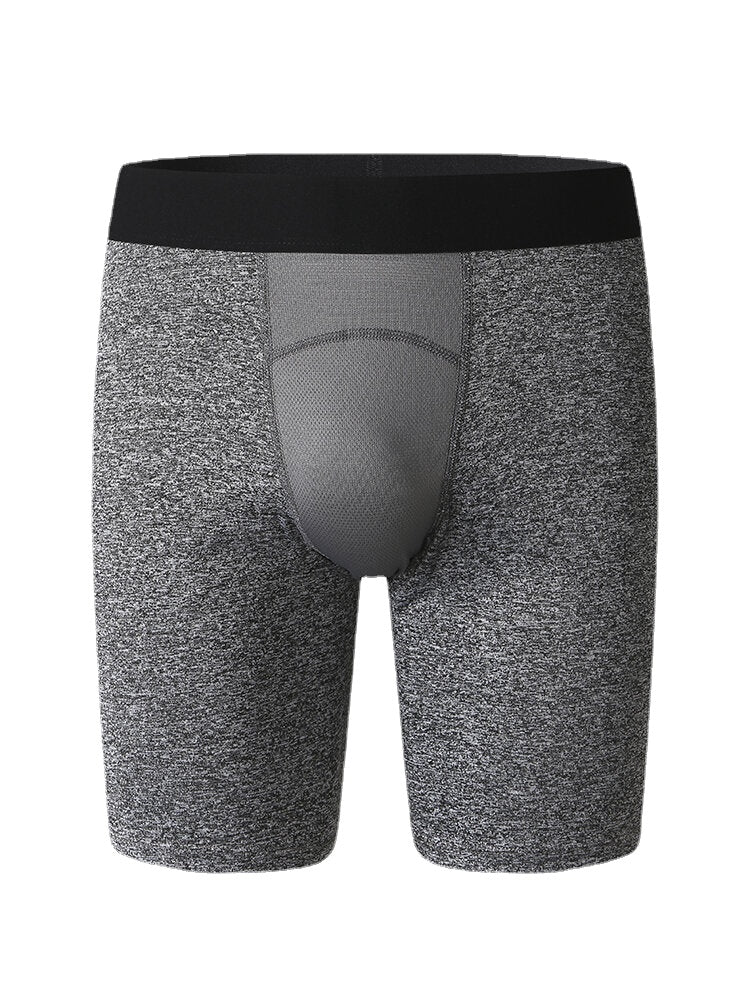 Men's Solid Color Stretch Slim Quick Dry Mesh Crotch Fitness Shorts