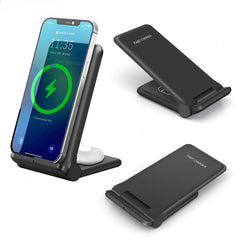 25W 2-in-1 Wireless Charger Dock for iPhone & Samsung - Fast Foldable Stand