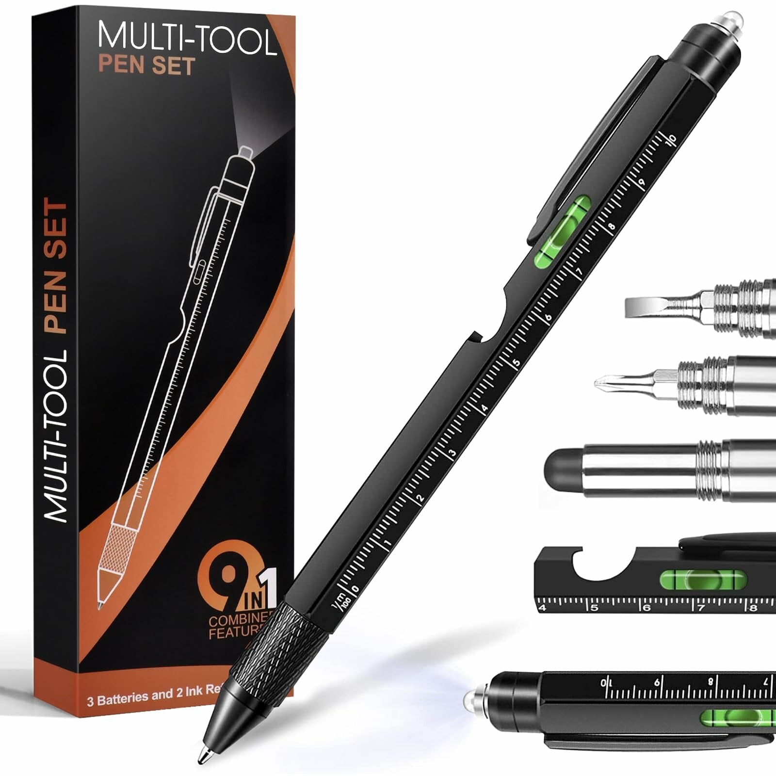 9-in-1 Multi-Tool Stylus Pen: LED, Bottle Opener, Screwdriver & More