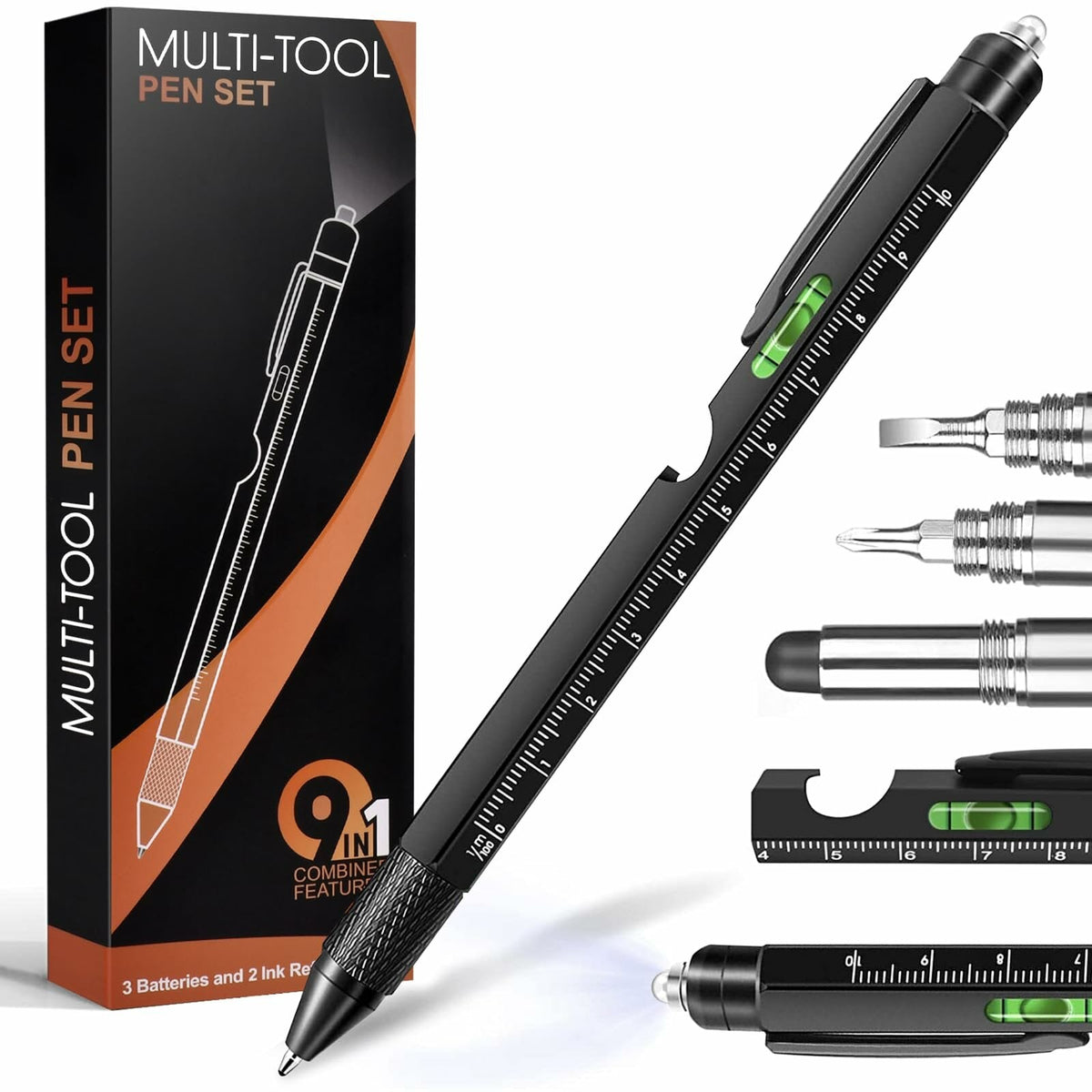 9-in-1 Multi-Tool Stylus Pen: LED, Bottle Opener, Screwdriver & More