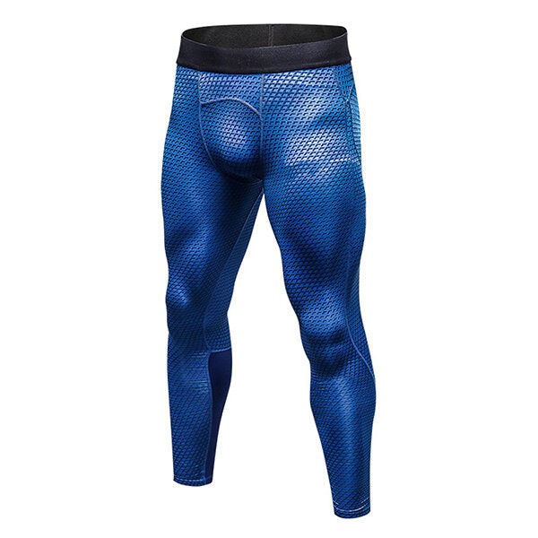 PRO Fitness Herren Quick Dry Stretch Lauftights - 3D-bedruckte Freizeithose