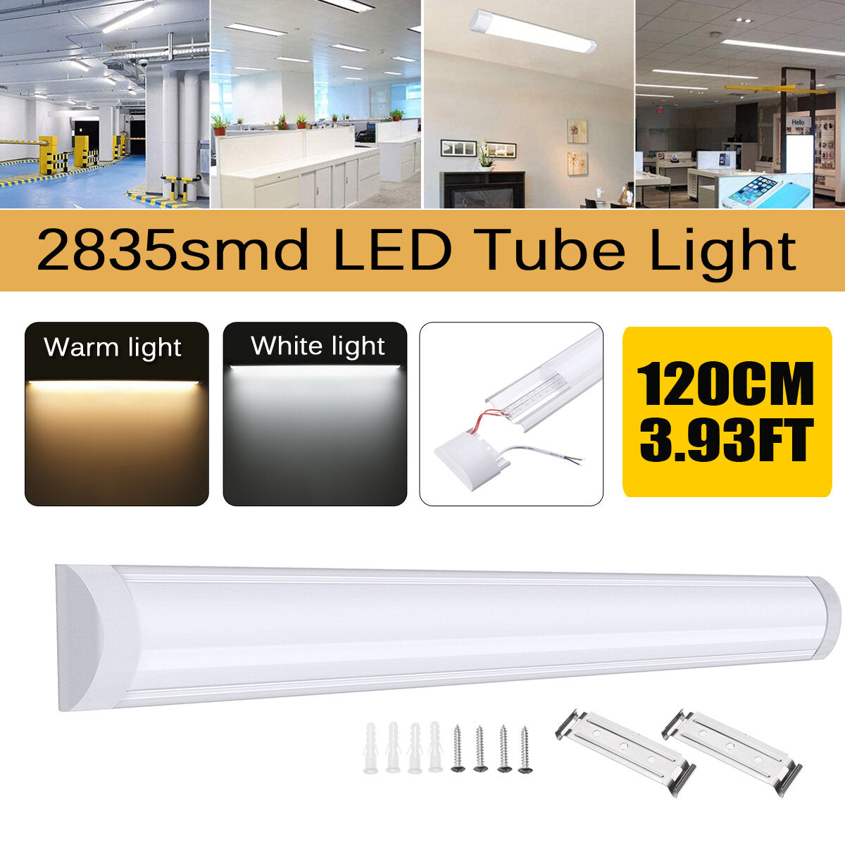 120cm LED Batten Linear Tube Light - Fluorescent Lamp, Surface Mount, 1 Piece