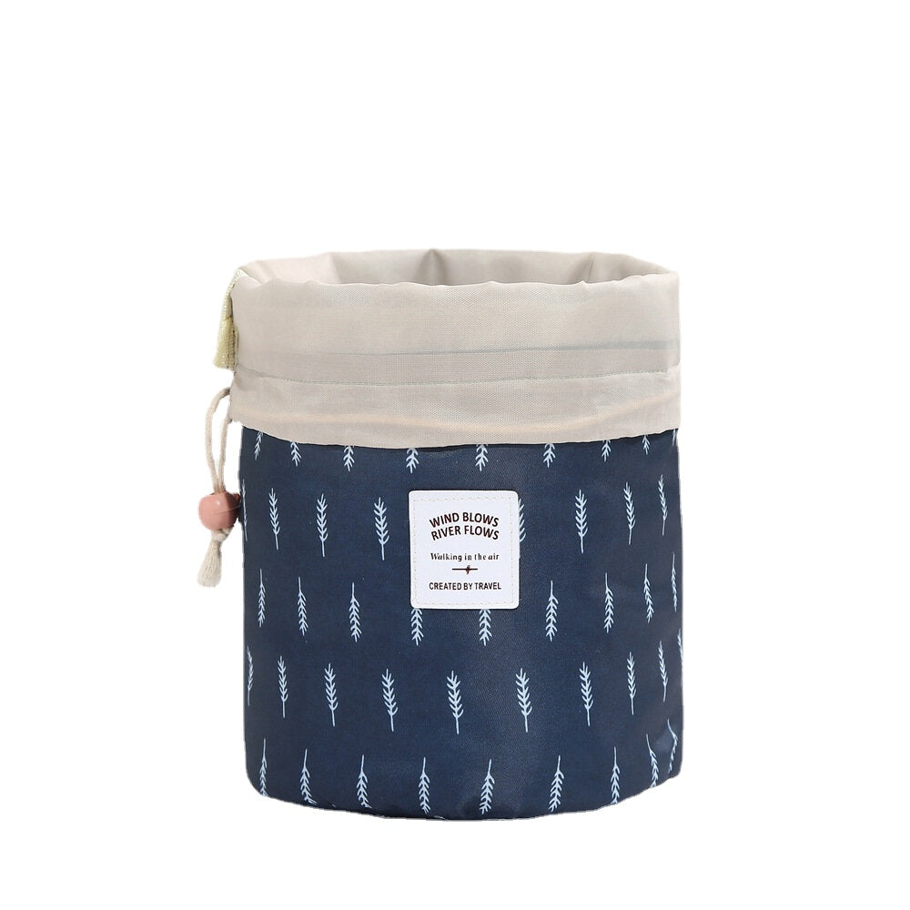 Oxford Cloth Travel Cosmetic Organizer - Cylinder Drawstring Bag