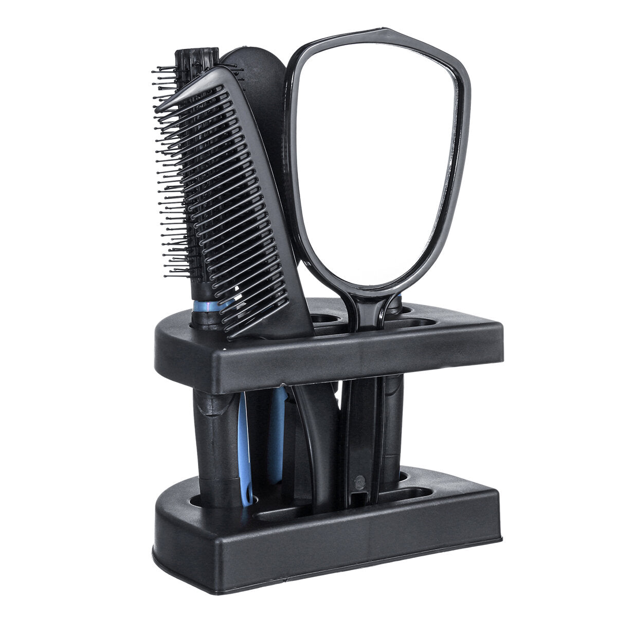 Professional 5-Piece Hair Comb Set - Salon Hair Cutting Brushes, Styling Tools, Mirror & Holder Stand, Hairdressing Kit