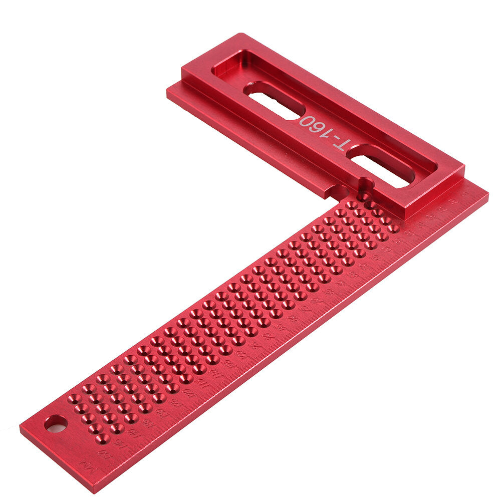 Aluminum Alloy 160/200mm L-Type Square Hole Measuring Ruler for Woodworking