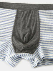 Herren-Boxershorts aus gerippter Baumwolle mit Nadelstreifen, atmungsaktiv, antibakteriell, mit Beutel – gemütliche Unterwäsche