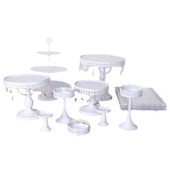 12PCS Vintage Crystal Cake Holder Set - Revolving Cupcake Stand & Dessert Platter for Party Display