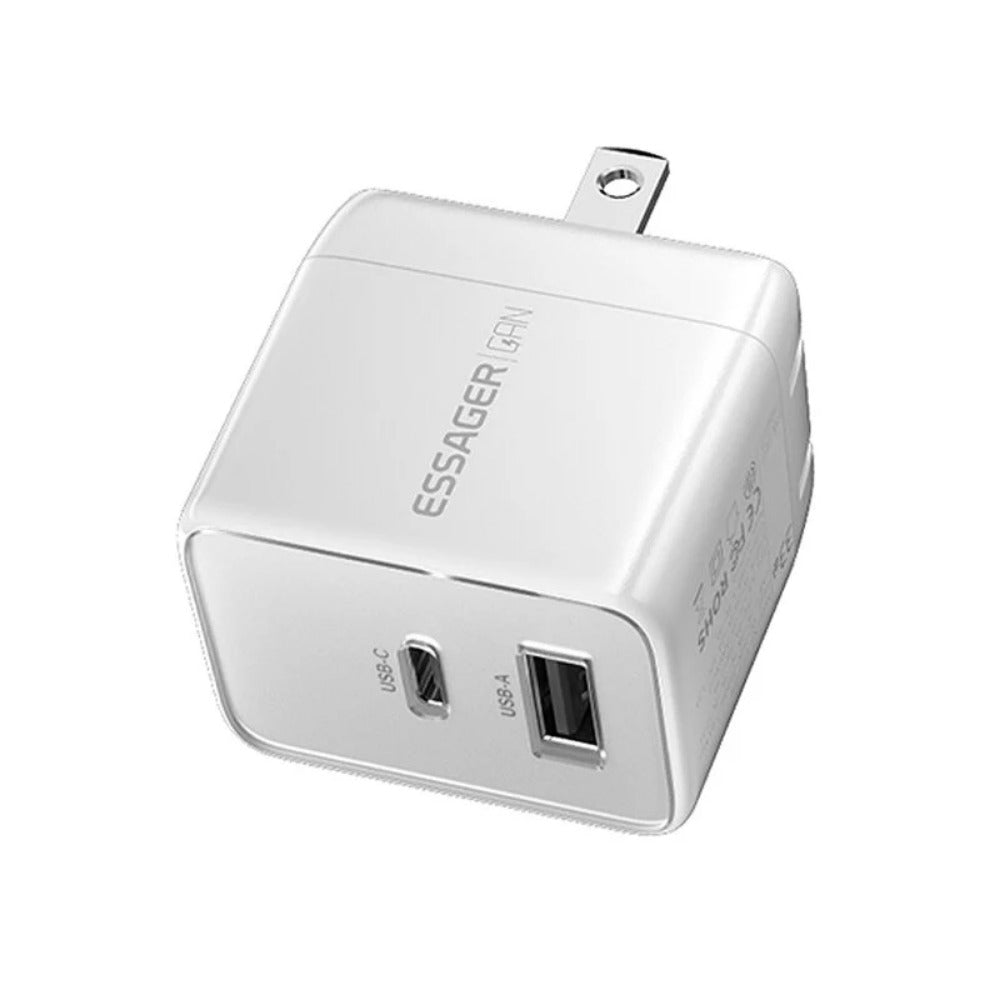 33 W GaN USB PD-Ladegerät, Dual-Port USB-A/USB-C, Schnellladen für iPhone, Huawei, Xiaomi, Oppo