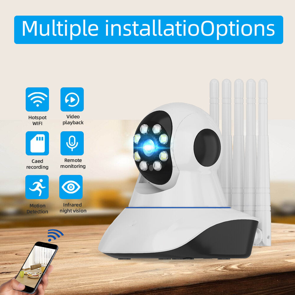 1080P PTZ WiFi IP Camera - 360 Degree View, Two-Way Audio, Night Vision