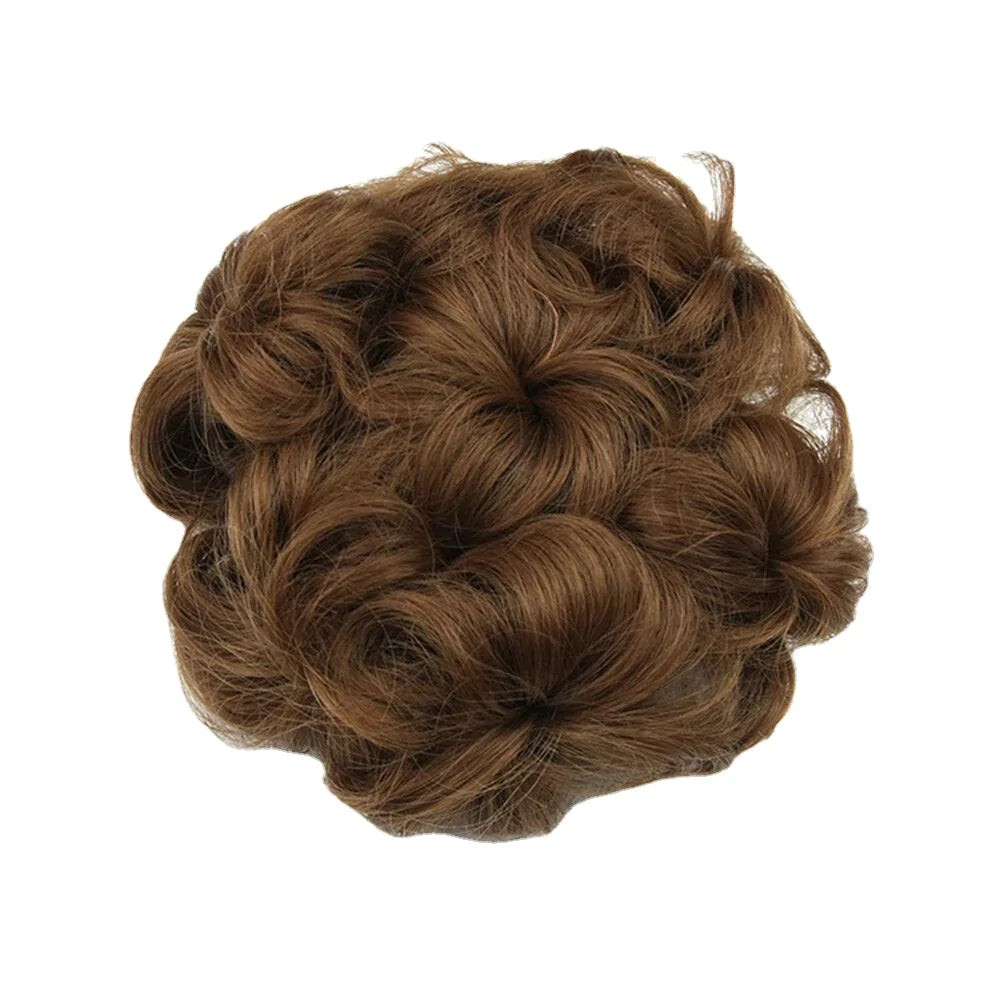 8-Color Flower Bud Head Short Curly Hair Wig with Seven Flowers Drawstring Piece