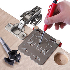 35mm Aluminum Alloy Hinge Jig for Concealed Hinges - Carpentry Tool, Drill Guide Locator for Woodworking Cabinet Door Installation