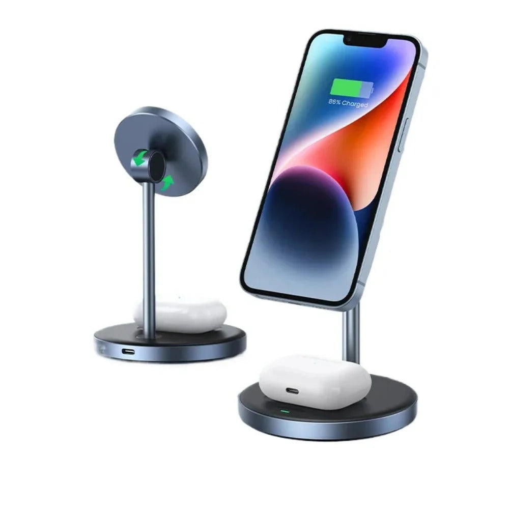 20W magnetischer kabelloser Ladeständer 2-in-1 für iPhone 15/14/13 Pro Max und AirPods