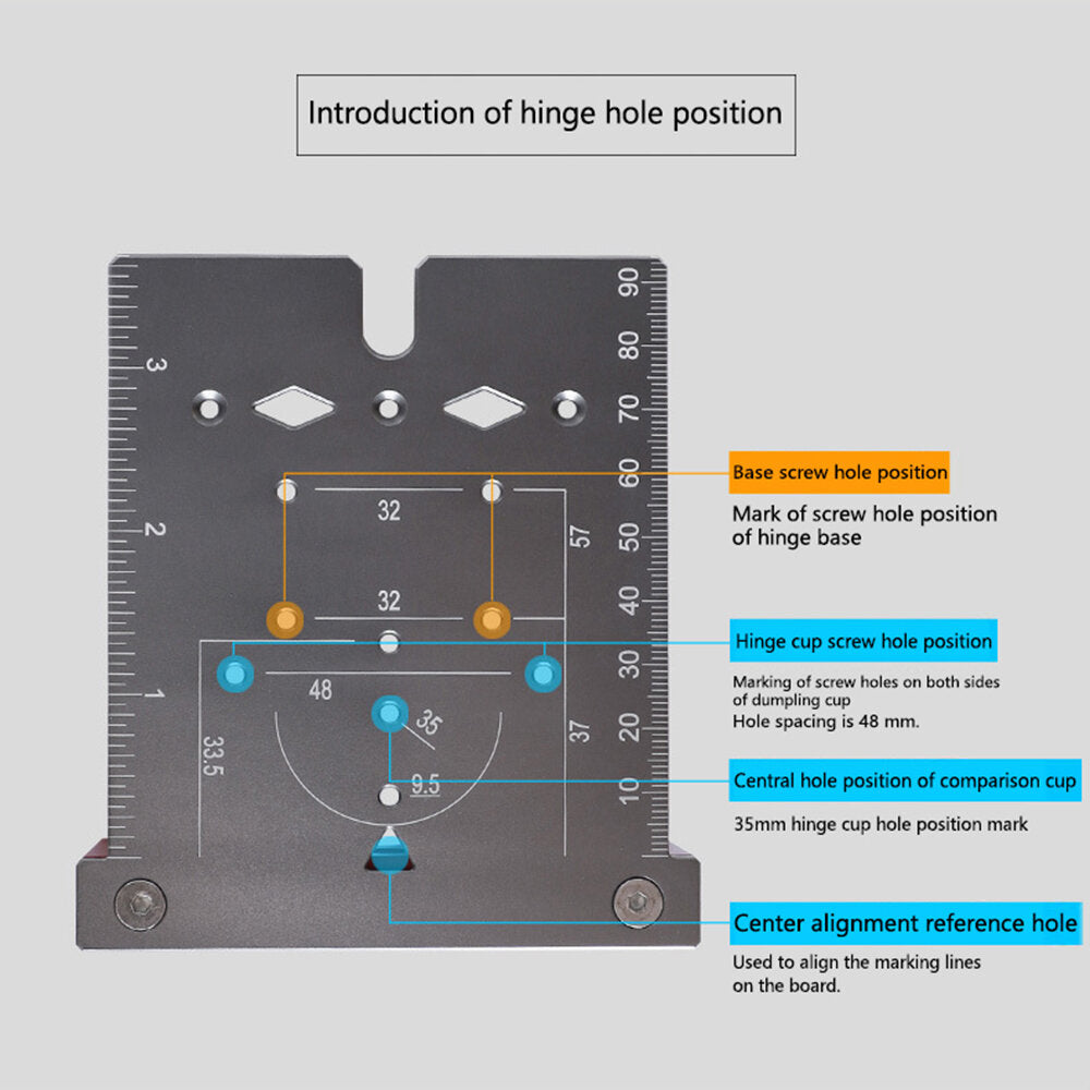 35mm Hinge Jig for Door Cabinets - Concealed Hinge Hole Template, Aluminium Alloy Drill Guide Locator Tool