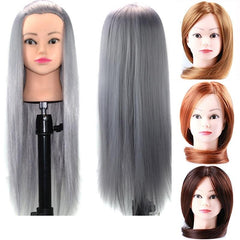 High-Temperature Fiber Hair Training Mannequin Head with Clamp for Salon Braiding Practice