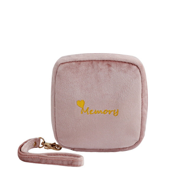 Portable Velvet Cosmetic Bag - Waterproof, Multifunctional Makeup & Sanitary Bag for Women