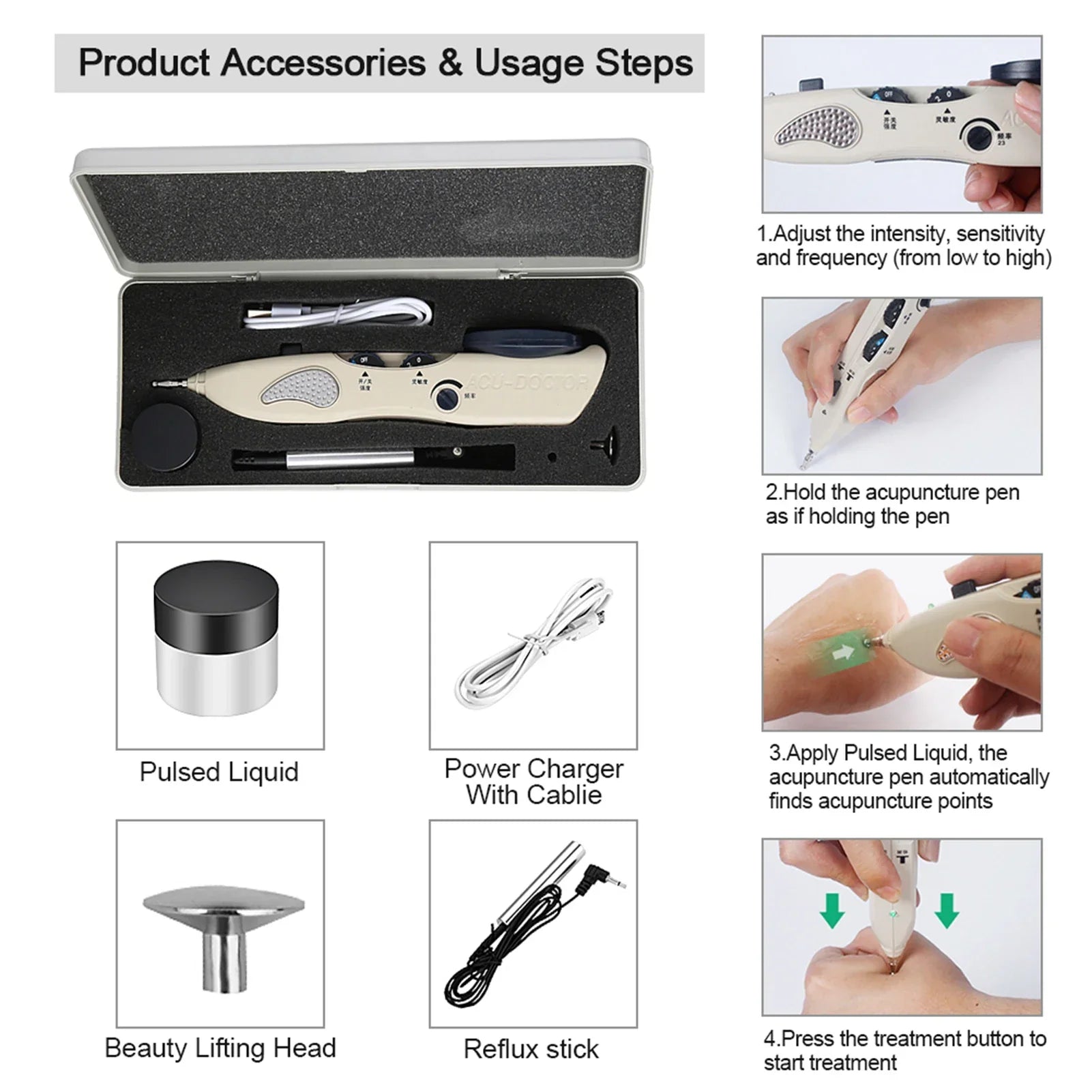Acupuncture Pen, Electronic TENS Therapy, Muscle Stimulator, Pain Relief, Meridian Energy Point Detector
