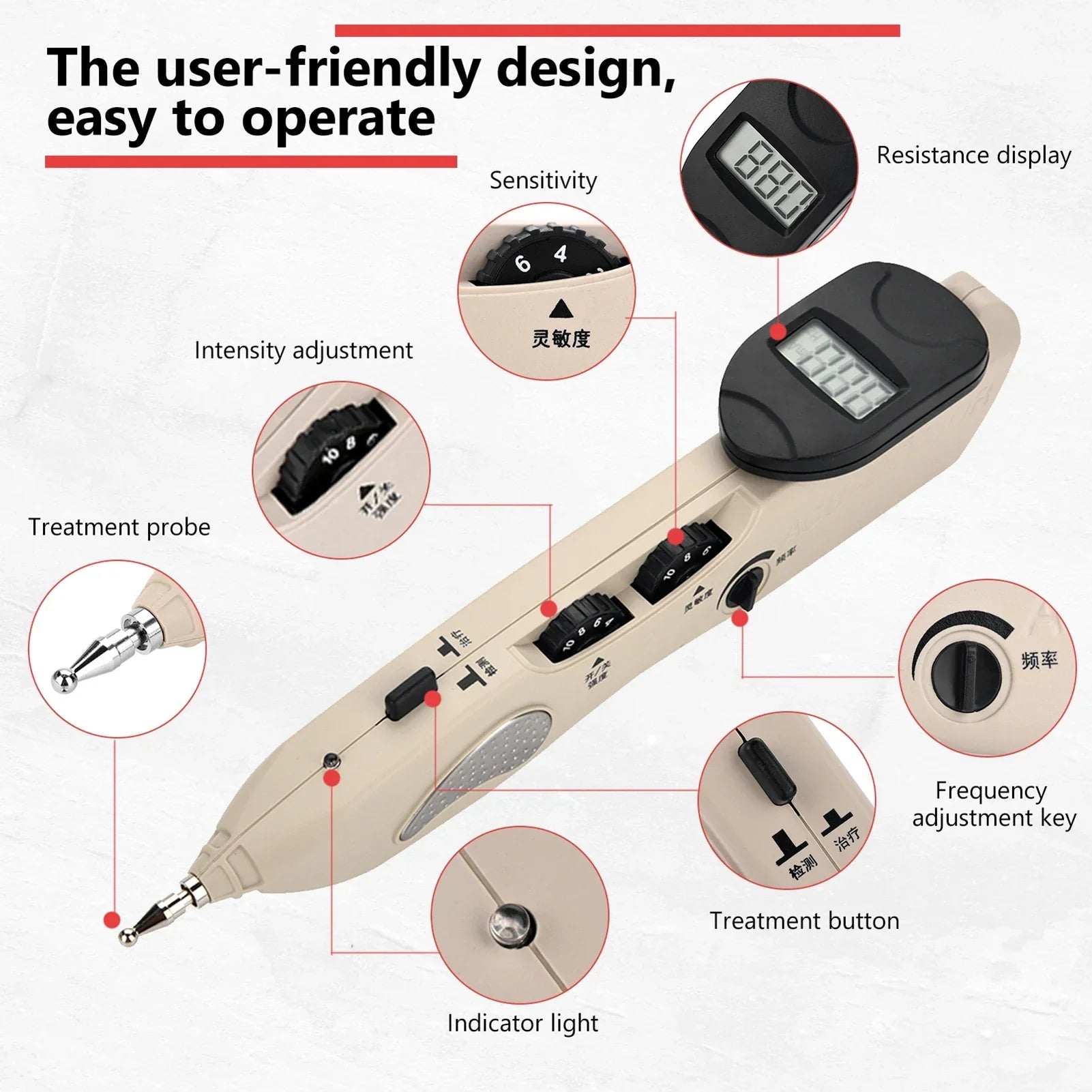 Acupuncture Pen, Electronic TENS Therapy, Muscle Stimulator, Pain Relief, Meridian Energy Point Detector