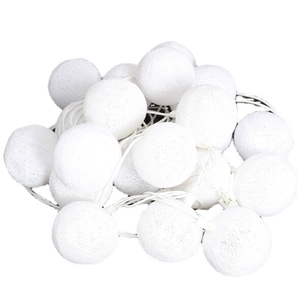 20 Cotton Ball Fairy String Lights for Party, Holiday, and Wedding Decor