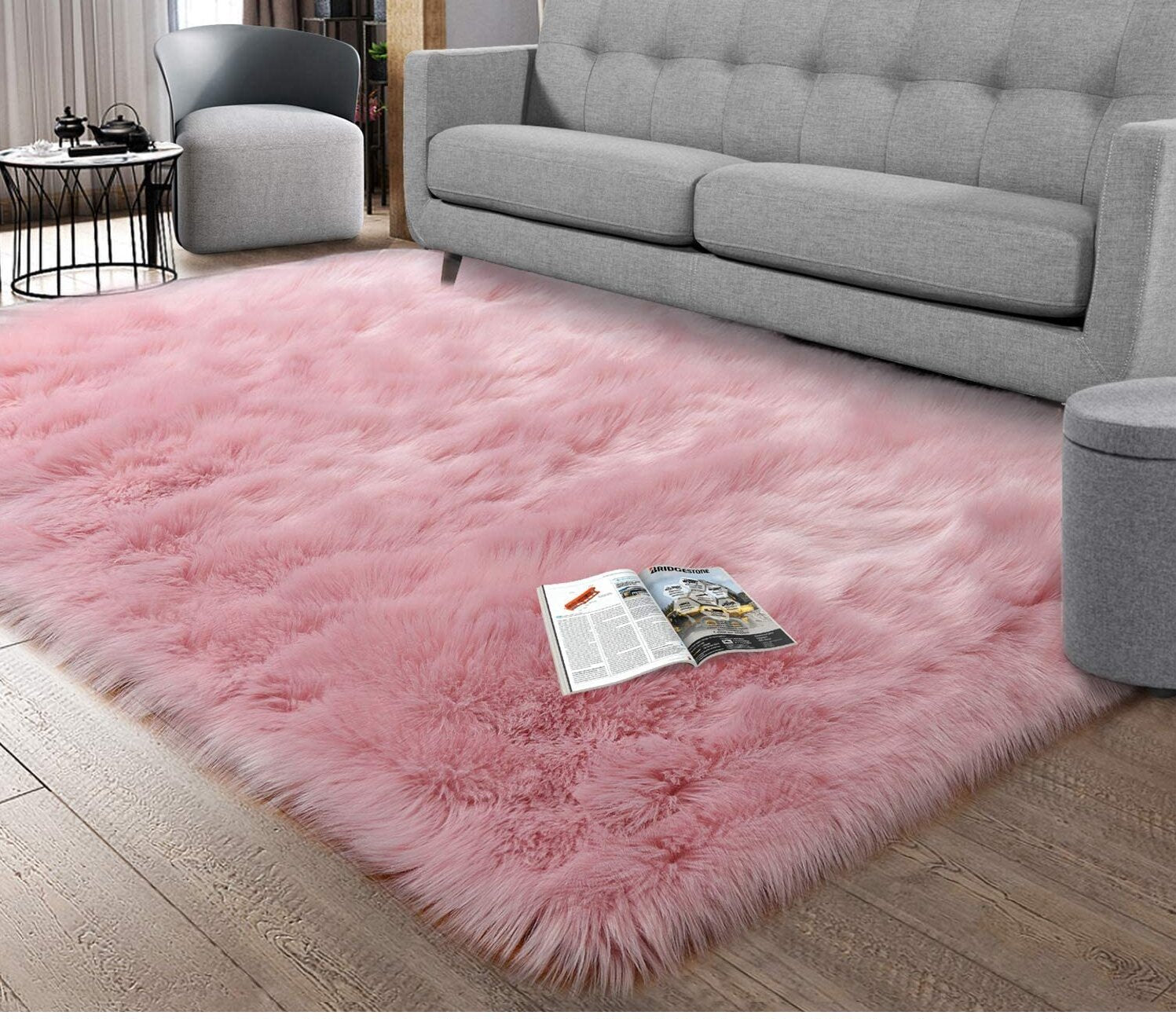 180x100 cm Plush Floor Rug - Polyester Acrylic Mat for Living Room, Children's Bedroom, Fluffy Carpet