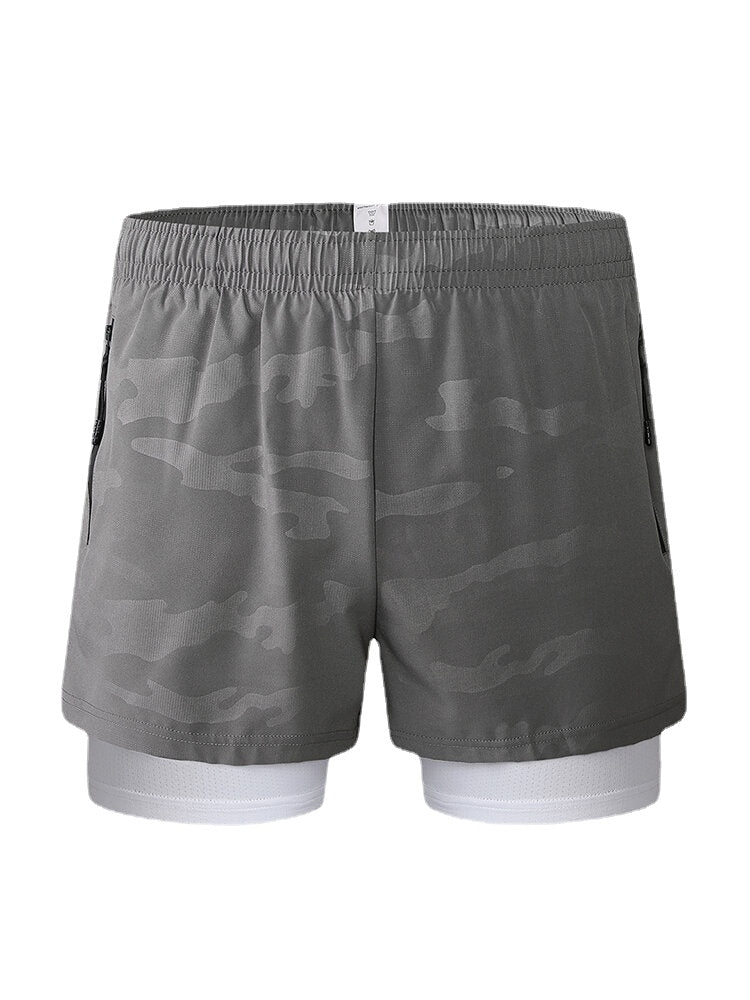 Men's Quick-Drying Breathable Elastic Waist Zipper Casual Bicycle Shorts