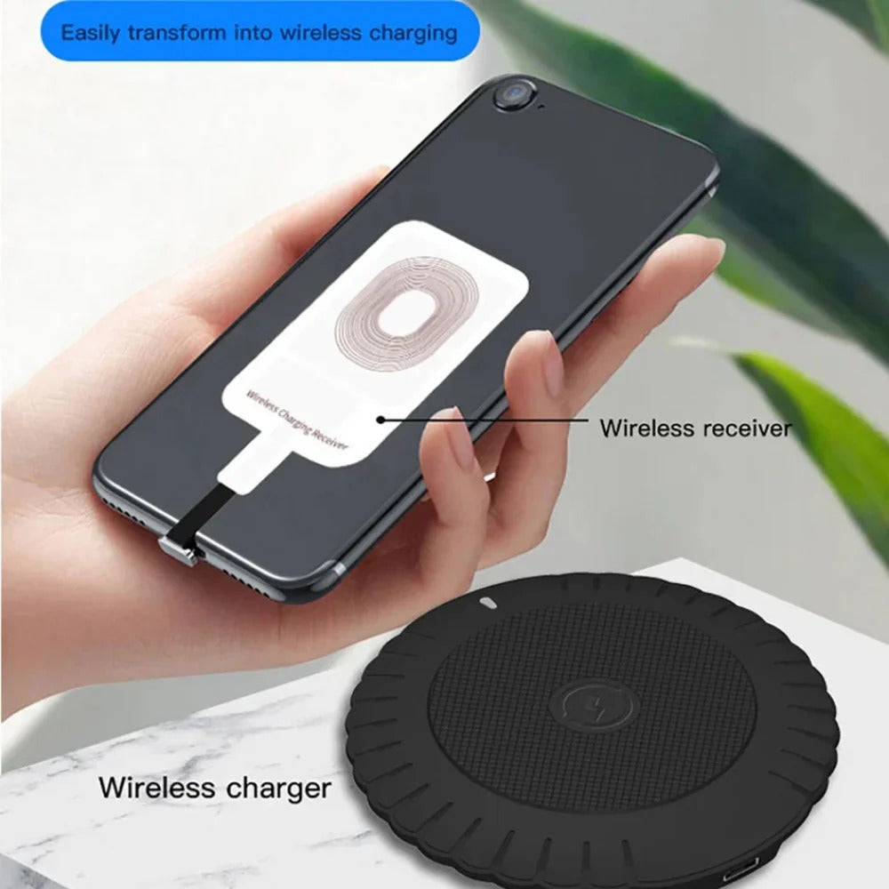 Qi Wireless Charger Receiver - Fast Charging Adapter for iPhone 5-7 & Android Phones