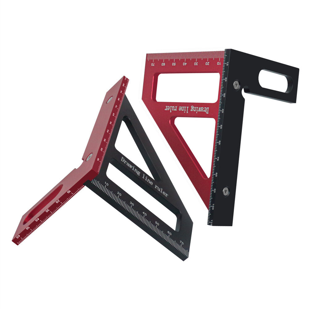 Aluminum Alloy 3D Angle Ruler - 45/90 Degree Woodworking Square Protractor