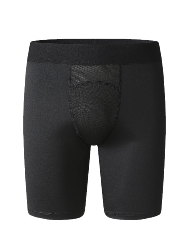 Men's Solid Color Stretch Slim Quick Dry Mesh Crotch Fitness Shorts