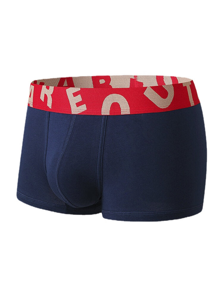 Atmungsaktive Baumwoll-Boxershorts für Herren mit Buchstabenbund und Beutel