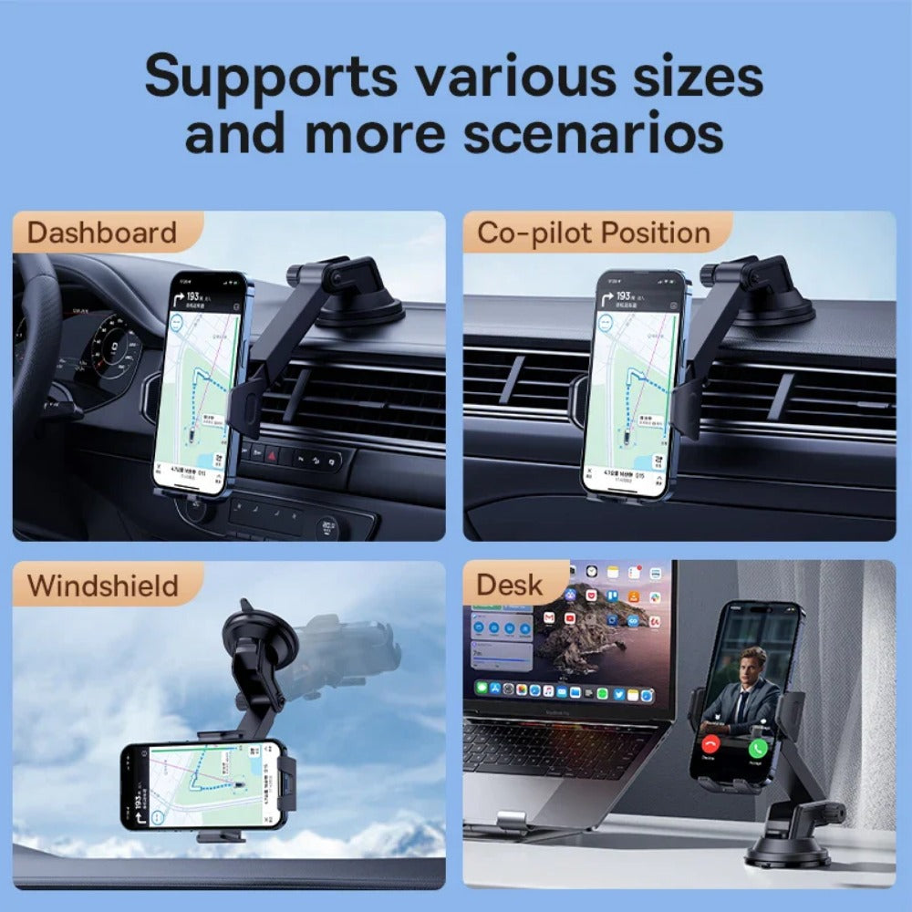 Universal Car Phone Holder for Dashboard, Windshield & Vent | Compatible with iPhone, Xiaomi, Huawei, Samsung