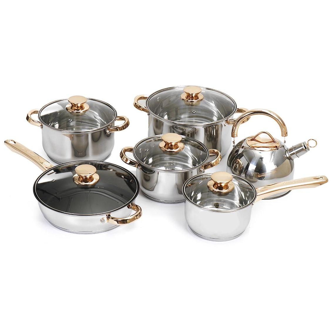 12PCS Stainless Steel Cookware Set: Non-Stick Pots & Frying Pan for Gas & Induction Cookers