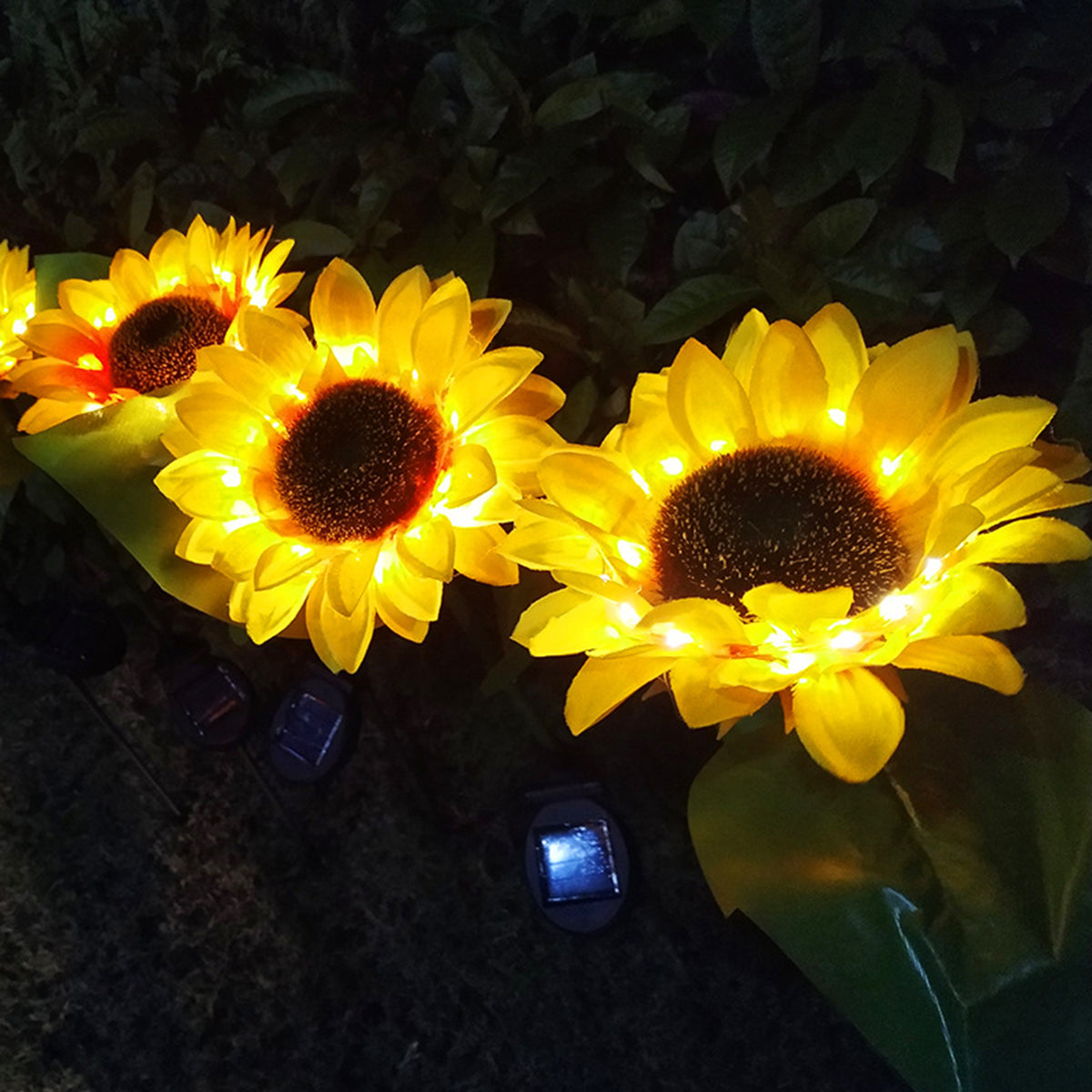 2 Pcs Sunflower Solar LED Flower Lights - Waterproof Chrysanthemum Stake Lamps for Home Garden, Yard, Lawn, Path Decor