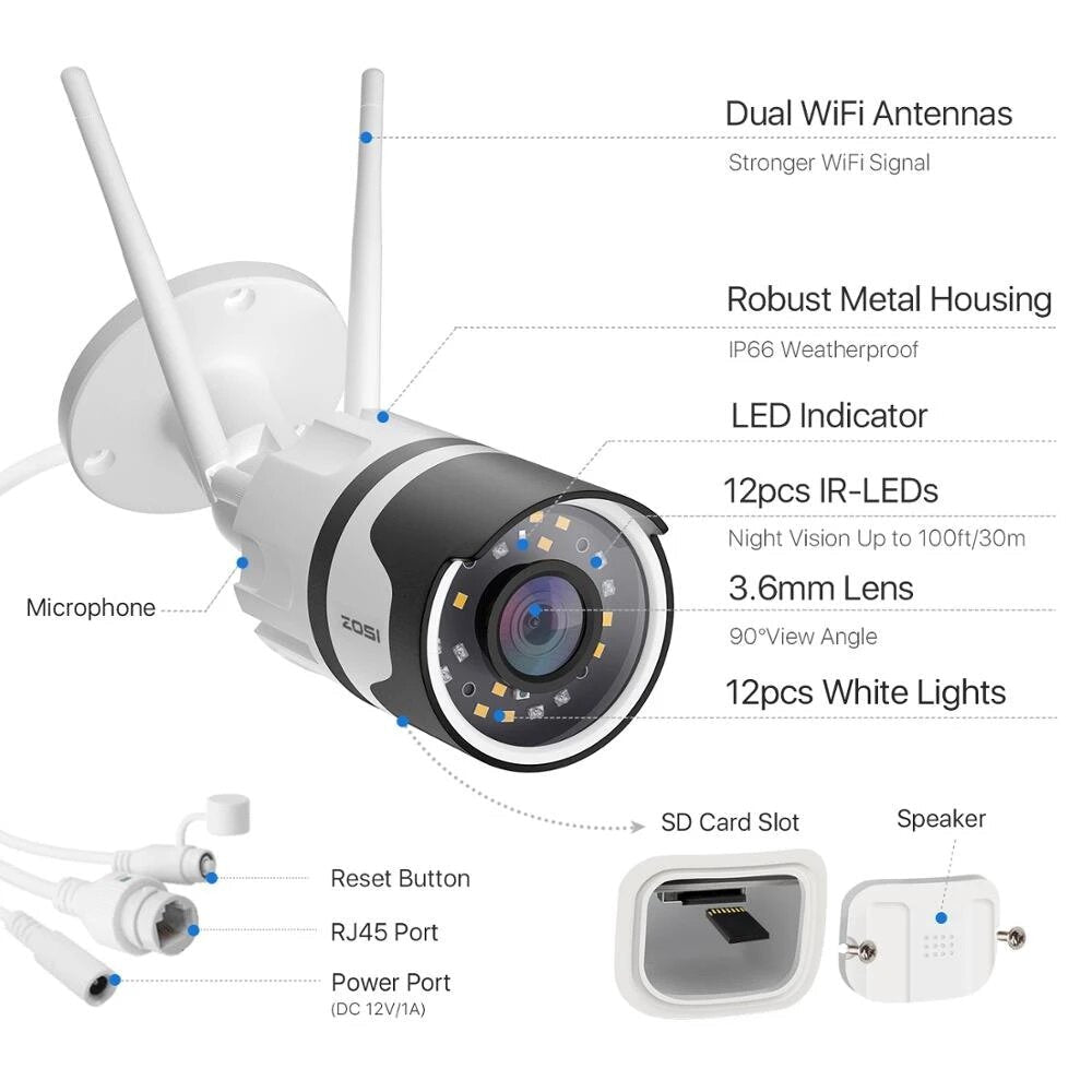 5MP HD WiFi Outdoor Camera: AI Human Detection, Color Night Vision, 2-Way Audio, Waterproof, Wireless CCTV IP Cam