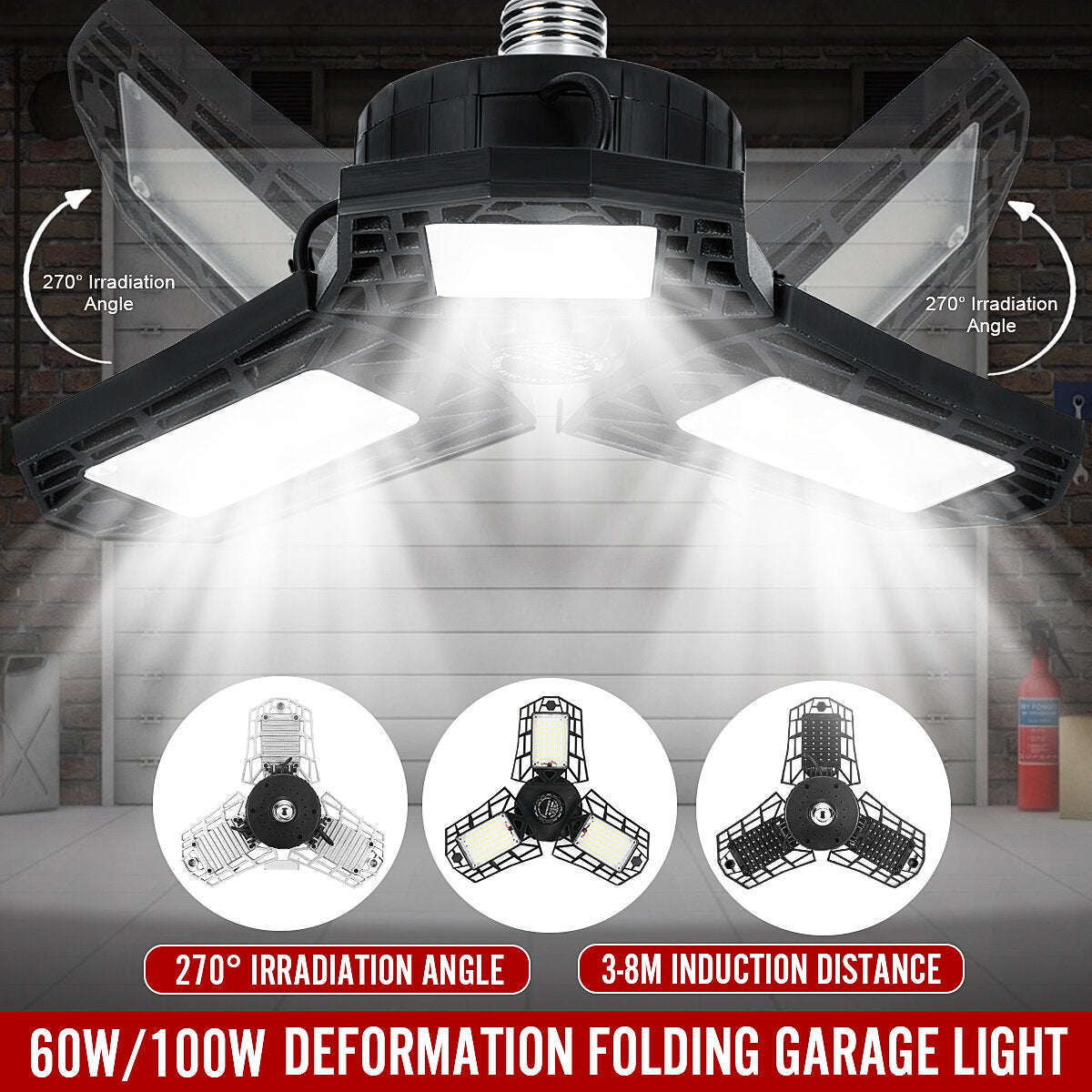 Faltbare LED Werkstatt Garage Glühbirne - Lager Fabrik Deckenlampe
