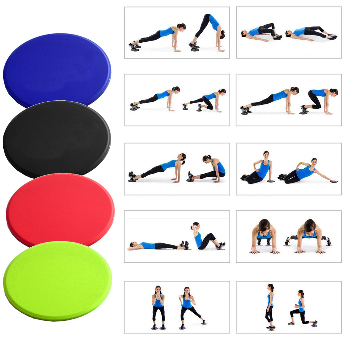 3pcs Fitness Core Sliders & Resistance Bands Set - Anti-Slip Gliding Pads for Yoga & Exercise