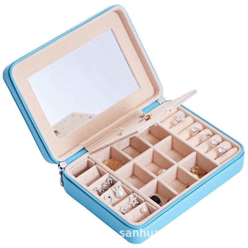 Portable PU Leather Jewelry Box for Women - Earring Holder & Ornaments Storage Case