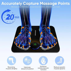 EMS Foot Massager with LCD Display, 8 Modes, 19 Intensities for Pain Relief and Improved Circulation